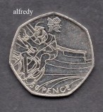Anglia, Marea Britanie, 2011 50 Pence, Comemorativa, J.O. Londra, Ciclism, Europa