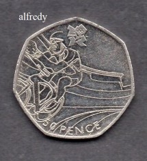 Anglia, Marea Britanie, 2011 50 Pence, Comemorativa, J.O. Londra, Ciclism