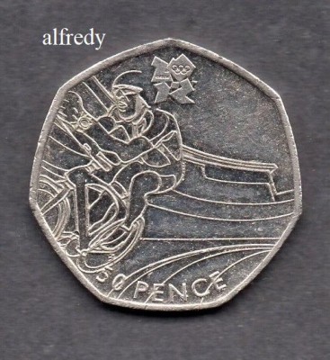 Anglia, Marea Britanie, 2011 50 Pence, Comemorativa, J.O. Londra, Ciclism foto