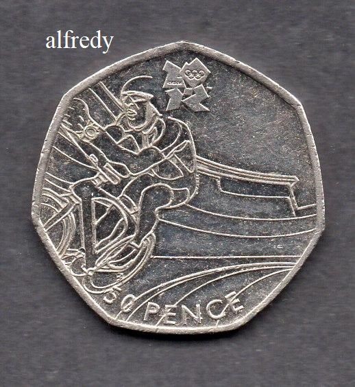 Anglia, Marea Britanie, 2011 50 Pence, Comemorativa, J.O. Londra, Ciclism
