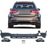 Difuzor sportiv spate cu tevi de evacuare negre, potrivit pentru Mercedes GLC X253 2015-2019 Performance AutoTuning