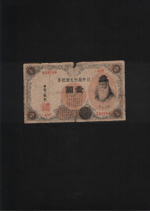 Japonia 1 yen 1916 Nippon Ginko seria358766 uzata foto