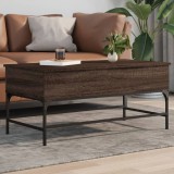 Gossi masuta cafea, stejar maro, 100x50x45 cm, lemn prelucrat/metal