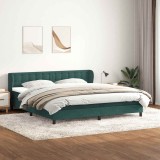 Pat cu arcuri cu saltele verde &icirc;nchis 180x210 cm catifea