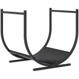 Outsunny Suport pentru lemne curbat robust pentru interior și exterior, cadru metalic, 43 x 33 x 38 cm, negru | Aosom Romania
