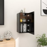 Gossi dulapuri tv montaj pe perete, 2 buc., negru, 30,5x30x30 cm