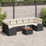 vidaXL Set de canapea de grădină 8 piese cu perne, din ratan sintetic, acacia