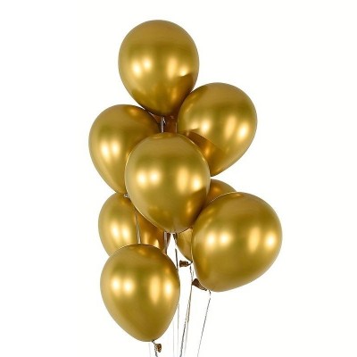 Set 50 baloane Latex Chrome 30cm, Auriu, Sidefate, Ropet foto