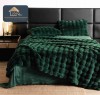 Lenjerie de pat dublu cocolino,din blana artificiala de iepure,6 piese.cearceaf de pat normal,verde smarald-A1034, Jojo Home