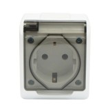 Priza simpla aplicata 16A 250V IP44 cu capac transparent, Breckner Germany