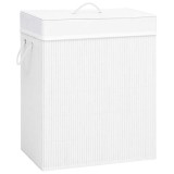 Cumpara ieftin Cos de rufe din bambus cu o sectiune, alb, 83 L