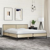 Cumpara ieftin Cadru de pat, stejar sonoma, 200x200cm, lemn prelucrat și metal