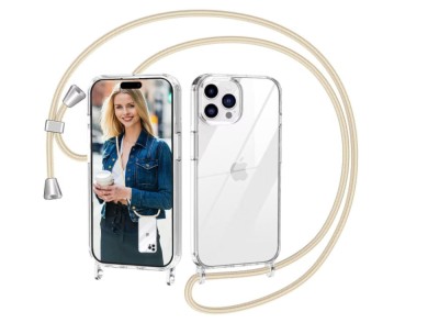 Husa cu snur Nupcknn pentru iPhone 15 Pro, transparenta - RESIGILAT foto