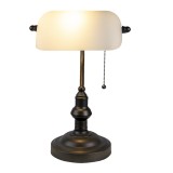 Cumpara ieftin Veioza sticla alba metal maro Tiffany 27x40 cm