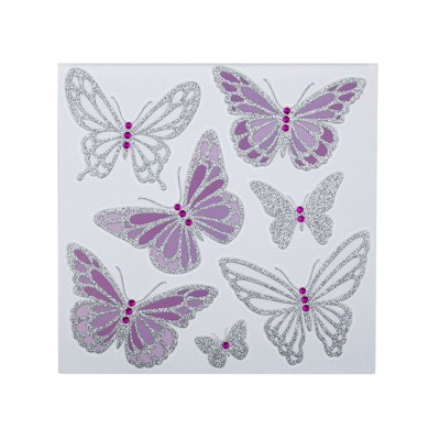 Autocolante de perete, Fluturi colorati cu glitter, 25x25 cm, ATU-088217 foto