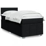 VidaXL Pat box spring cu saltea, negru, 90x200 cm, textil