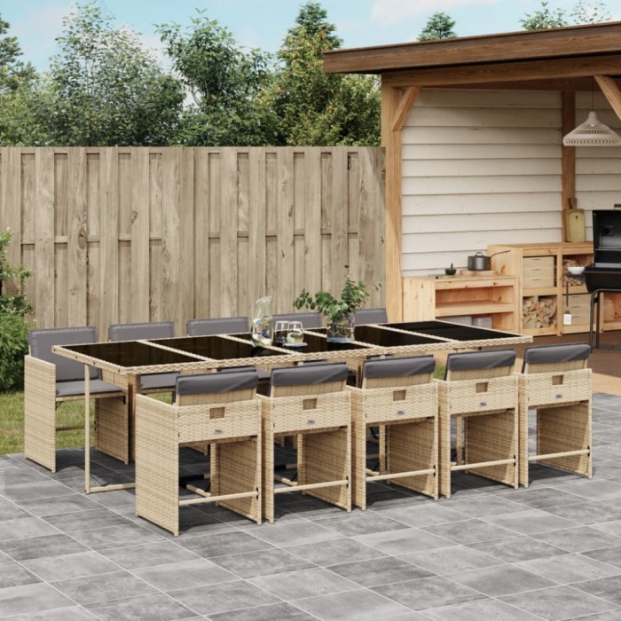 Gossi set mobilier gradina cu perne, 11 piese bej combinat poliratan