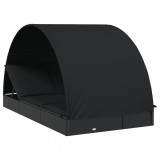 Cumpara ieftin Sezlong 2 pers. acoperis rotund negru 211x112x140 cm poliratan