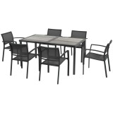 Outsunny Set Masa de Grădină 7 Piese, Scaune Stivuibile, Set Masa Exterior pentru Terasă, Design Modern și Confortabil | Aosom Romania