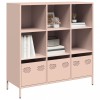 Dulap inalt roz Gossi, 101.5x39x103.5 cm, otel, 6 compartimente, 3 sertare, organizator universal
