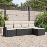 Cumpara ieftin Set de canapele pentru grădină cu pernă 5 pcs Negru Rattan poli