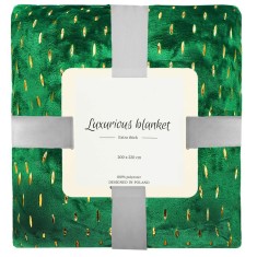 Patura pufoasa pentru 2 persoane, 2 fete, model in relief, 200x220cm, verde Household NewTrend