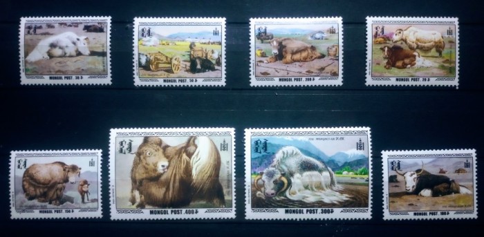 Mongolia 1998 animale domestice vite, fauna, serie 8v nestampilata