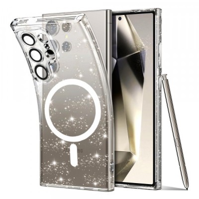 Husa MagSafe pentru Samsung Galaxy S24 Ultra S928, Techsuit, SparkleSkin, Transparenta foto