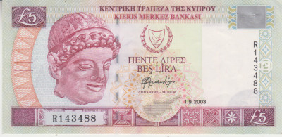 M1 - Bancnota foarte veche - Cipru - 5 lire foto