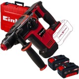Einhell TP-HD 18/26 Li BL PXC + Twinpack - Rotopercutor SDS-Plus 2.6 J valiza plastic + Set 2 acumulatori Li-Ion 18 V 4 Ah