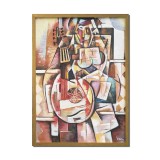 Tablou pictat manual inramat, Muzicala, 75x55cm ulei pe panza, gata de agatat pe perete