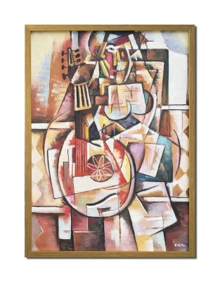 Tablou pictat manual inramat, Muzicala, 75x55cm ulei pe panza, rama din lemn, Vlad Soltan foto