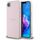 Husa iPhone 16e Guess Grained Gold Ring MagSafe, roz, GUHMPSE4PGHSMMP