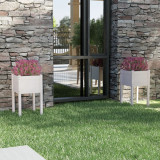 Gossi jardiniere de gradina, 2 buc., alb, 40x40x70 cm, lemn masiv pin