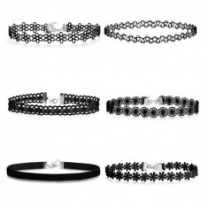 Set 6 choker OEM, Catifea, Negru