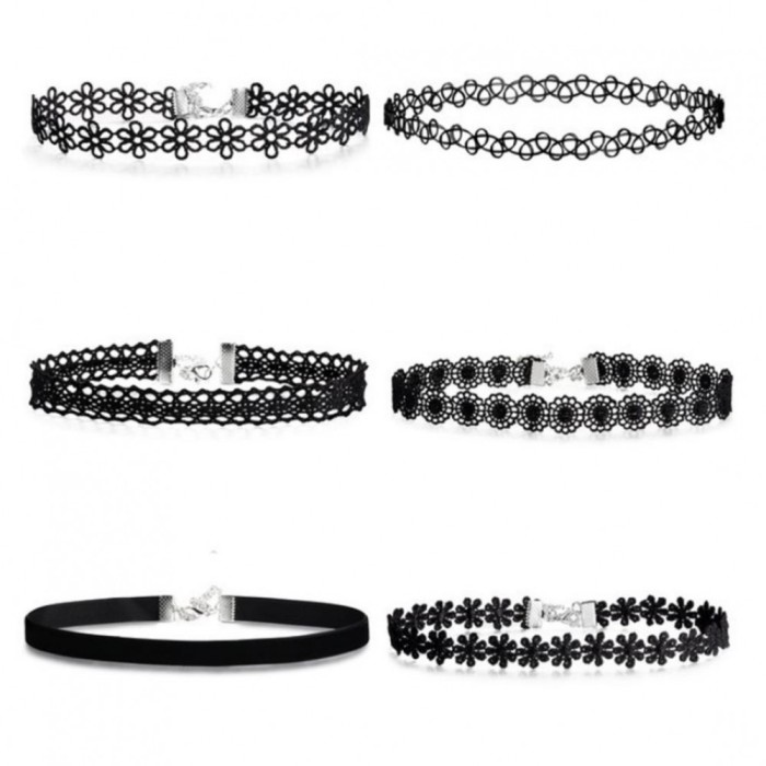 Set 6 choker OEM, Catifea, Negru