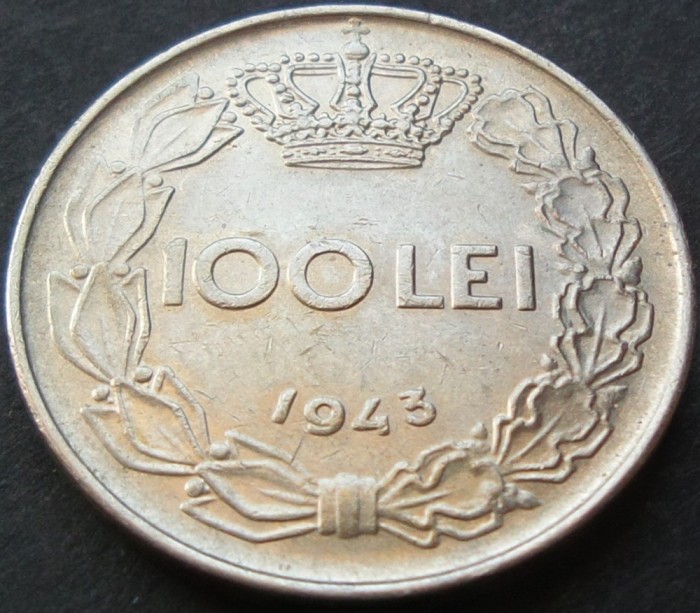 Moneda istorica 100 LEI - ROMANIA / REGAT, anul 1943 *cod 2269