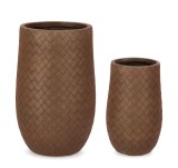 Cumpara ieftin Set 2 ghivece flori fibra sticla maro 35x55 cm, 48x75 cm