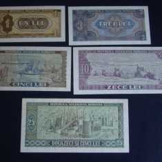 Set Complet Bancnote ( inclusiv 3 lei 1966 ) ROMANIA - UNC