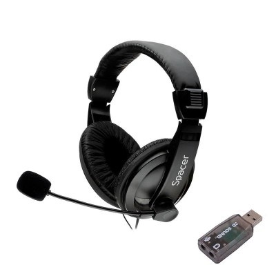 Casti Spacer, cu fir, standard, utilizare multimedia, microfon pe brat, foto