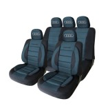 Set Huse Scaune Universale Premium Carguard Personalizate cu Audi &ndash; Negru/Albastru