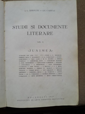 STUDII SI DOCUMENTE LITERARE - I.E. TOROUTIU VOL.1 foto