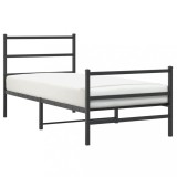 Cumpara ieftin Cadru pat metalic cu tablii de cap/picioare negru, 90x200 cm