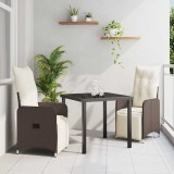 VidaXL Set de masă pentru grădină cu pernă 3 pcs Maro Rattan poli 3379667