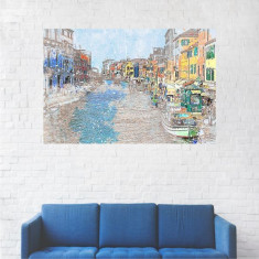 Tablou Canvas, Pictura Canal de Navigatie, Barci - 60 x 90 cm foto