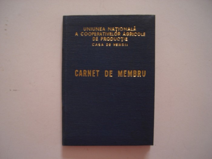 Carnet de membru Uniunea Nationala a Cooperativelor Agricole de Productie, 1970