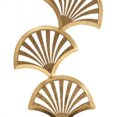 Decoratiune Triple Leaf, Mauro Ferretti, 3.5x10x44 cm, fier, auriu