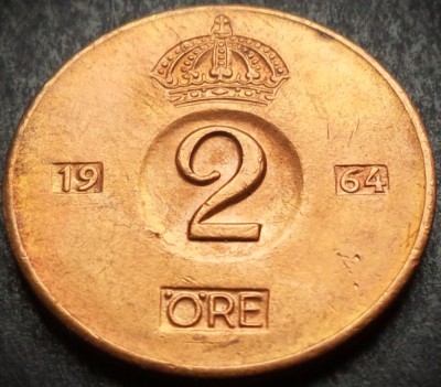 Moneda 2 ORE - SUEDIA, anul 1964 * cod 4646 A foto