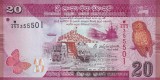 SRI LANKA █ bancnota █ 20 Rupees █ 2016 █ P-123d █ UNC █ necirculata