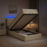 Cumpara ieftin Pat Ottoman cu Saltea si LED Crem 90 x 190 cm Tesatura